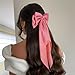 hisial 6Pcs Large Bows Hair Clips for Women Girls Long Tail Hair Ribbon Silky Satin Barrettes Coquette Bows Accessories (Black/Pink/Red/White)