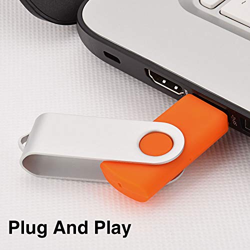 Image of Kootion 16GB USB 3.0 Flash Drive 16 gb Flash Drives 10pcs Thumb Drive Keychain Jump Drive Swivel Memory Sticks, Orange