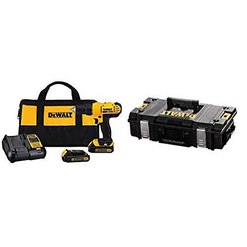 Dewalt DCD771C2 20V MAX Cordless Lithium-Ion 1/2 inch Compact Drill Driver Kit with DEWALT DWST08201 Tough System Case, Small