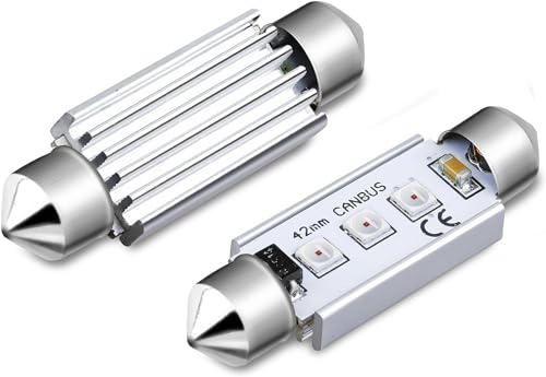 Alla Lighting Super Bright 578 6413 212-2 LED Bulbs, Red Dome, Map, Trunk, Step Courtesy Lights, 41MM/42MM CAN-Bus Interior Festoon Lamps