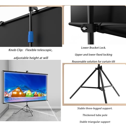 Pantalla de proyección con soporte, 72" 16:9 portátil miniatura 6