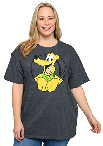 Disney Womens T-Shirt Plus Size Pluto Print (Charcoal, 2X) #TOP22