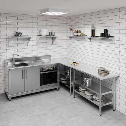 Image of AmGood 8 in. x 36 in. Stainless Steel Wall Shelf | NSF | Metal Shelving | Garage, Laundry, Storage, Utility Room | Restaurant, Commercial Kitchen