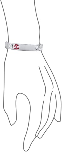 Miniatura 3 de Bling Jewelry Pulsera unisex personalizada de identificación médica de identificación médica para mujeres y adolescentes, acero inoxidable,