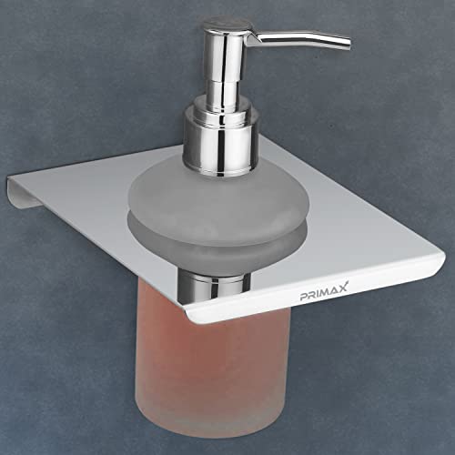 Image of Primax Stainless Steel and Glass Liquid /Handwash /Soap Dispenser for Hospitals, Hotels, Restaurants, Offices, Bathroom & Toilet - Wall Mount (Chrome)