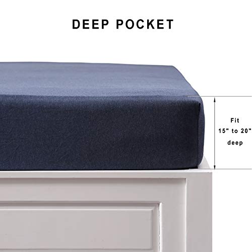 Drap-housse jersey coton King bleu marine idéal pour des nuits douces