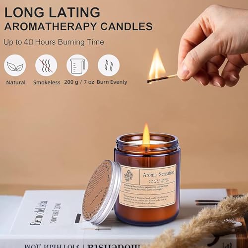 Image of VERVENIX Pack of 2 Aroma Sensation Scented Candle - Delicate Aroma | Natural Soy Wax & Essential Oils | Long-Lasting Candle for Relaxation, Meditation & Home Decor