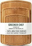 Glue-Free Organic Bamboo Cutting Board Set of 3 – Glue-Free "Single-Sheet" Surface Technology – Non-Toxic Wooden Chopping Boards for Kitchen – Lightweight, Heavy Duty Serving Boards for Charcuterie