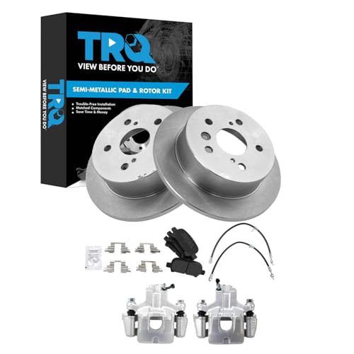 Image of TRQ Rear Brake Pad & Rotor Kit Semi-Metallic Compatible with 2005 Toyota Avalon