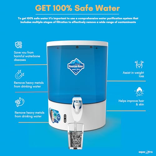 Image of AQUAULTRA Dolphin UX2111 RO + Alkaline Water Purifier with Mineral Booster Intelligent Disinfection UV LED in Tank Filter For Home Office