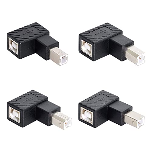 Xiwai Lot de 4 adaptateurs d'extension USB 2.0 de type B mâle vers femelle coudé à 90 degrés pour scanner de disque Cover