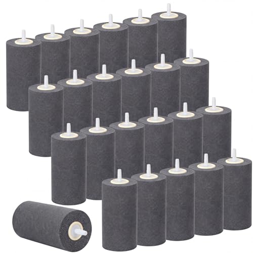Image of Nuanchu 24 Pack 4x2 Inch Air Stones for Aquarium, Cylinder Bubble Diffuser Oxygen Aerator Stones, Sintered Mineral Airstones for Fish Tank, Pond, Hydroponics Dwc Reservoir, Buckets