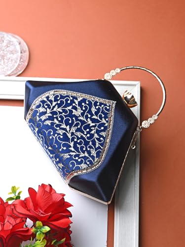 Image of TOOBA Handicraft Women's Beautiful Bling Box Clutch Bag | Evening Bag, Bridal Purse & Party Handbag | Wedding & Special Occasion Clutch (Mix Pyramid)