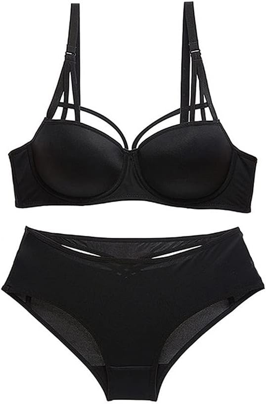 Cotton Brassiere Push Up Bra Sets 3/4 Cup Black Women Lingerie Set Lace Bras Deep V Gather