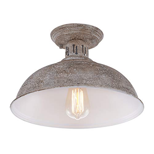 HMVPL Farmhouse Close to Ceiling Light, Vintage Semi Flush Mounted Lighting Fixture Industrial Ceiling Lamp for Kitchen Island Dining Room Foyer Hallway Porch Barn Loft