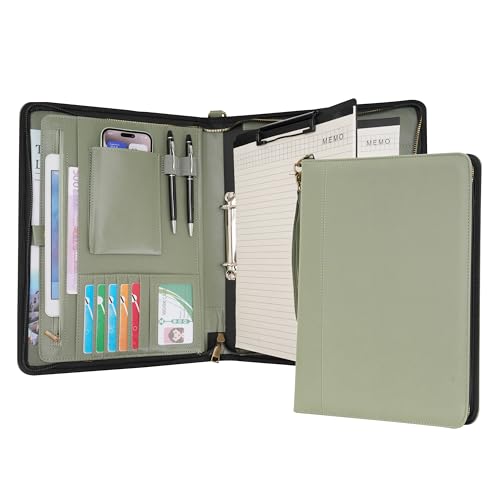Porte-documents A4 organiseur conférence classeur anneaux vert Wason