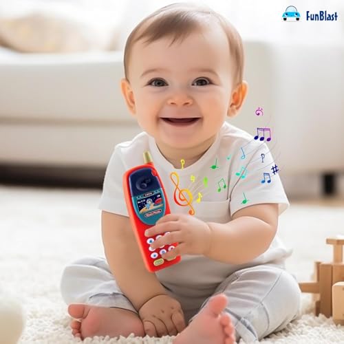 Image of FunBlast Cartoon Musical Mobile Phone for Kids, Mobile with Light & Sound Toys for Babies | Educational Toys for Kids 3+ Years /Boys /Girls-1 Unit (Red-C)