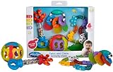 Playgro Zestaw upominkowy do ćwiczeń grzechotka i pierścień do zębów, 4 sztuki, od 6 miesięcy, wielokolorowa, 40197