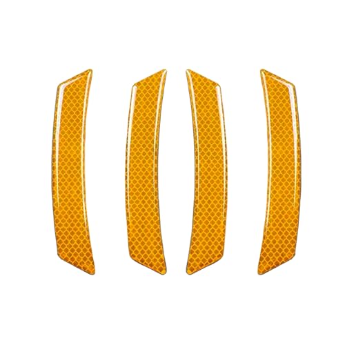 GAOLAOSY Car Wheel Eyebrow Reflective Stickers, Automotive Exterior Accessories Door Reflector Guard Strip, Night Safety Warning Sticker for Car Wheel Well Arch & Side Bumper Fenders (Yellow/4PCS)