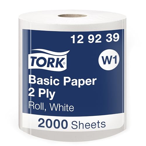Tork 129239 Standard Papierwischtücher für W1 Bodenständer- und Wandhalter-System / 2-lagige, stabile Papiertücher in Weiß / Universal Qualität / 1 x 680 m