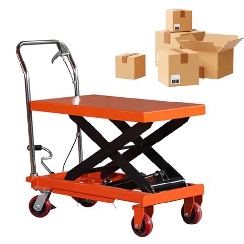 Carrello sollevatore idraulico con capacità di 150 kg, tavolo sollevatore manuale a forbice, 71 x 45,7 cm, con 4 ruote per un facile spostamento dei pacchi e una movimentazione dei materiali