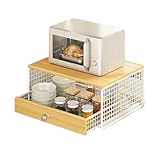 KXKJRYB Soporte para Microondas 2 Niveles con CajóN ExtraíBle Madera MarróN...