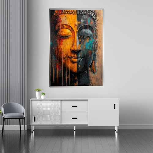 Tableau de Bouddha abstrait pour créer une ambiance zen et colorée dans votre salon lumineux - 3
