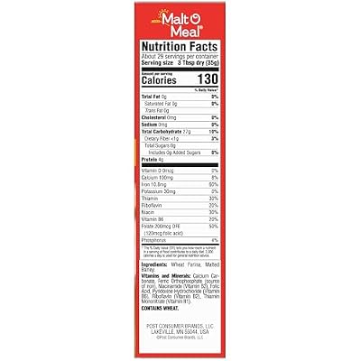 Malt-O-Meal Hot Wheat Cereal, Original Flavor, Quick Cooking Breakfast, 36 oz Box