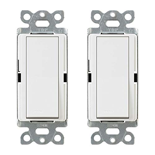 Lutron Claro On/Off Switch 15-Amp Single-Pole CA-1PS-WH-2 White 2 Pack