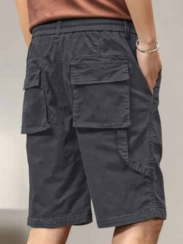 Image of Leriya Fashion Men Cotton Cargo Shorts | Lightweight Shorts Pant for Men | Elastic Waist with Drawstring | Casual Summer Cargo Short's for Man with Pockets