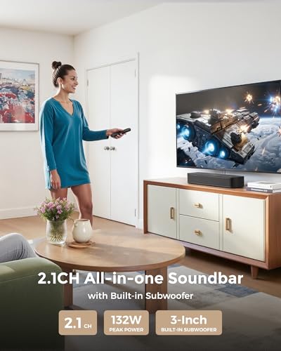 ULTIMEA 2.1ch Soundbar, Built-in Subwoofer, BassMX, App Control, Bluetooth 5.4 TV Speakers Soundbar, All-in-one PC Sound Bar for Game, Peak Power 132W, OPT/AUX/Wall Mount, Poseidon M20 Pro - Image 4