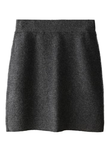Women Mini Slim Fit Wool Skirt 100% Merino Wool Winter Knitwear Above Knee Skirt Elastic Waist Skirt