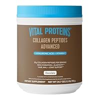 Vital Proteins Collagen Peptides Advanced, Hydrolyzed Peptides with Hyaluronic Acid and Vitamin C - Chocolate Flavor Powder, 24.7oz