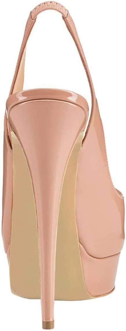 FSJ Women Awesome Platform Peep Toe Pumps Slingback High Heel Stilettos Prom Shoes Size 4-15 M US