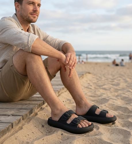 Image of BenSorts Pillow Sandals for Women Men Thick Sole Adjustable Buckles EVA