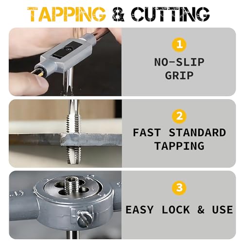 Hi-Spec Gewindeschneider Set Metrisch M3-M12 mit legiertem Stahl Außengewindeschneider Set und Handgewindebohrer Set
