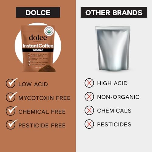 Miniatura 7 de Dolce Superfoods Café instantáneo orgánico - Certificado USDA, sabor audaz y suave, 14 onzas aptas para viajes, sin aditivos, sin OMG