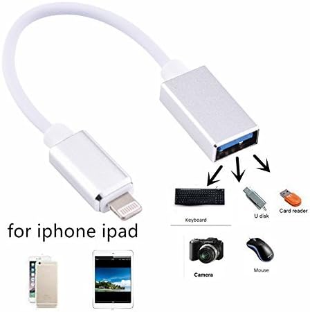 Lightning to USB Adapter,Lightning to USB Otg Cable Premium 8 Pin to USB Otg Adapter for iPhone iPad 4 and iPad Mini (Include iOS 10.3 System and Above System)(Silver)
