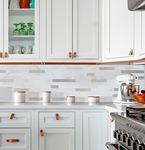 Yipscazo Peel And Stick Stone Metal Tile Backsplash, Stick On Tiles For Backsplash Kitchen, Bathroom, Laundry Room, Camper, Fireplace (12'' X 12'', 10 Sheets In Colorful White) #TOP1