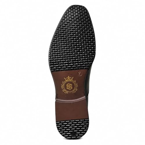 Image of Men's Premium Black Cap-Toe Oxford Formal Shoes | Luxury Lace-Up Dress Shoes for Office, Business Meetings, Weddings and Corporate Events | Lightweight, Cushioned & Anti-Slip TPR Sole