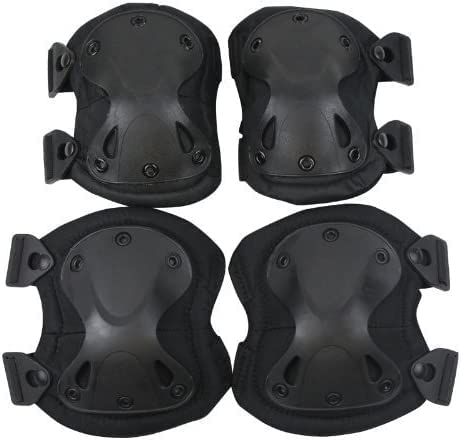UDee Outdoor Sports Tactical Combat Knee & Elbow Protective Pads Cycling/Bike/Skate Knee and Elbow pad Set (Black)-image-18