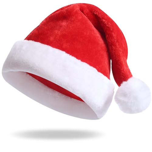 Aututer Weihnachtsmütze Nikolausmütze mit Plüschrand – Verdickte,...