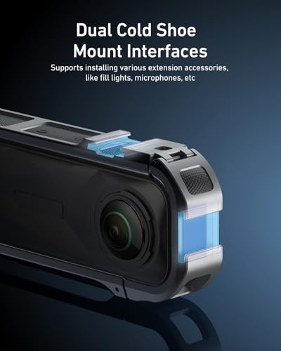 Image of TELESIN Aluminum Alloy Protective Frame Case for Insta360 X5 with Cold Shoe Mount Magnetic Quick-Release Mount 1 /4-inch Threaded Interface with Silicone Protective Len Case for Camera Accessories