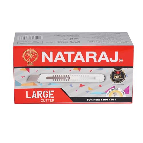 Image of Nataraj Large Cutter, Tough Steel Construction, Anti-rust Coated Blades, Ergonomic Design, Smooth Cutting, Anti-lock Device, White (Pack of 5)