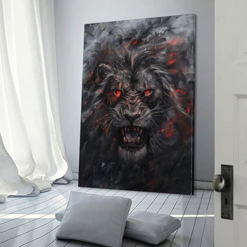 Affiche artistique de lion sur toile, art mural moderne de 30 x 45 cm pour maison