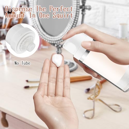 100ml/3.4oz Airless Pump Bottles Plastic Cosmetic Pump Dispenser Refillable Large Toiletry Containers for Lotion Liquid Foundation Shampoo - 3 Pcs3