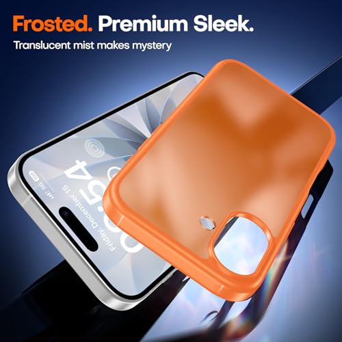 Image of TAURI for iPhone 17 Case, with Screen Protector, Matte Orang | Full Camera Protection, Anti-Yellowing Military-Grade Protection Shockproof Slim Phone Case for iPhone 17