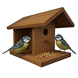 HolzGarden Vogelhaus zum Aufhängen 44x30,5x25 cm Farbe Pinia Holz Vogelfutterhaus Futterhaus für Vögel Wetterfest für Kleinvögel Handarbeit Die Taverne