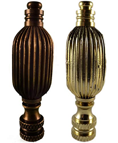 Image of Royal Designs Button Lamp Finial for Lamp Shade- Antique Brass Set of 2