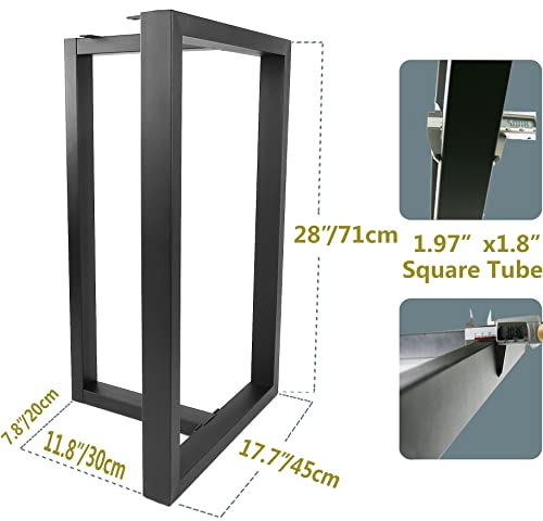 Lendpea Metal Table Legs,Heavy Duty Desk Legs Dining Table Legs Industrial Furniture Legs Table Lega,Modern Coffee Table Legs,Iron Table Legs,Set Of 2 28” Height 18" Wide (Matte Black-T) #TOP4